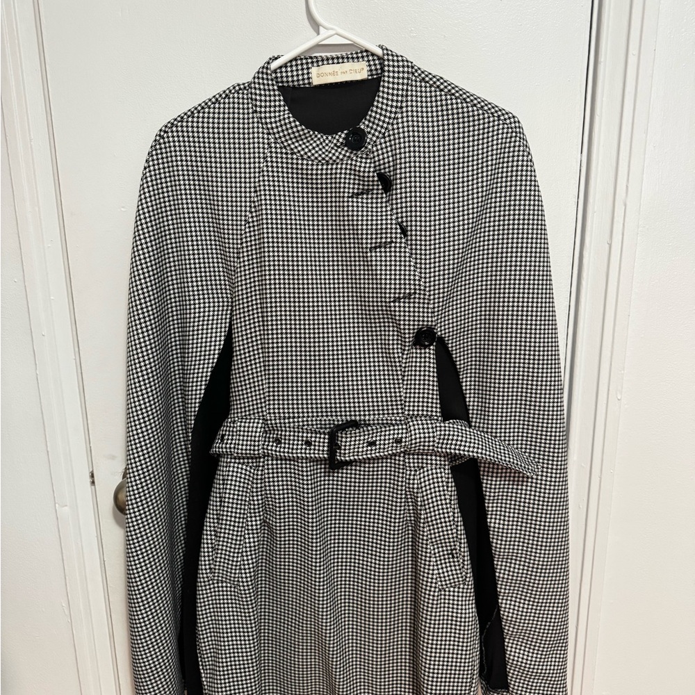 Black and White Houndstooth Coat